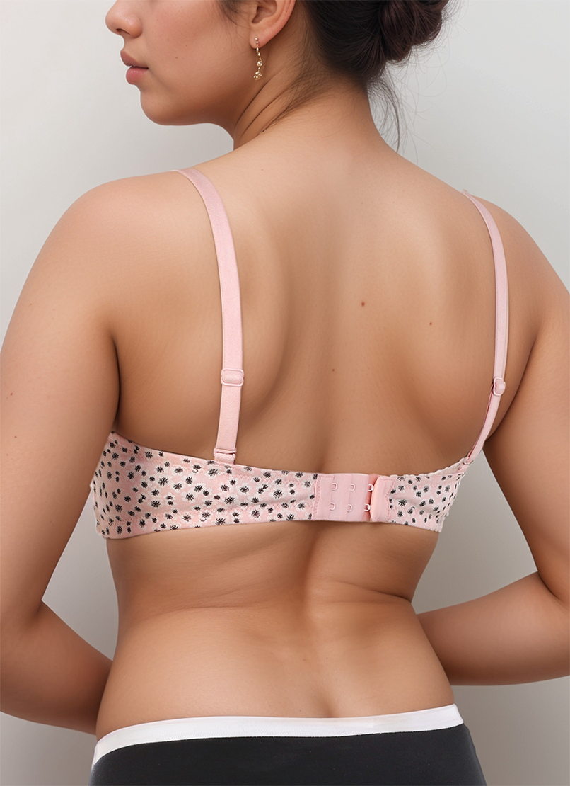 LOSHA COTTON DOUBLE LAYERED MID HIGH PANEL NON WIRED PRINTED BRA -CANDY FLORAL PRINT