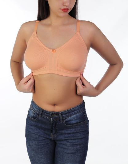 PLUS SIZE SOFT COTTON BRA - SALMON
