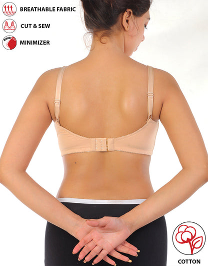 COTTON DOUBLE LAYERED SAG LIFT MINIMIZER BRA-TOASTED ALMOND
